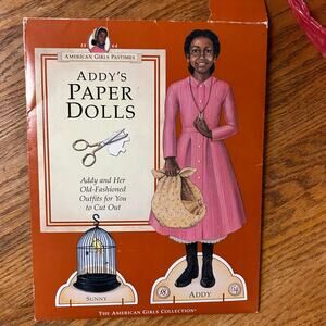 Vintage 1992 American Girl Addy Paper Doll  Clothes Accessories Pet Bird Sunny